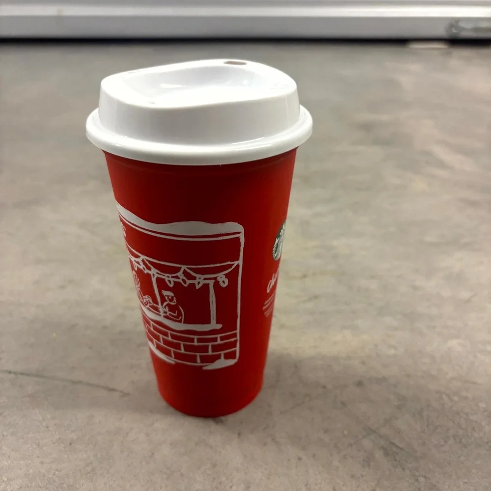 Starbucks Red Holiday Reusable Hot Cup 16oz Cheers Christmas Travel Tumbler Lid